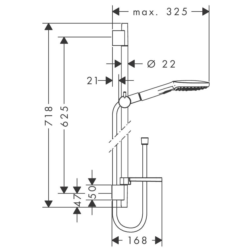 Hansgrohe Raindance Select E 120 tuš set: usponska šipka, ručni tuš, držač sapuna i Isiflex 1600 crevo za ručni tuš 26620400