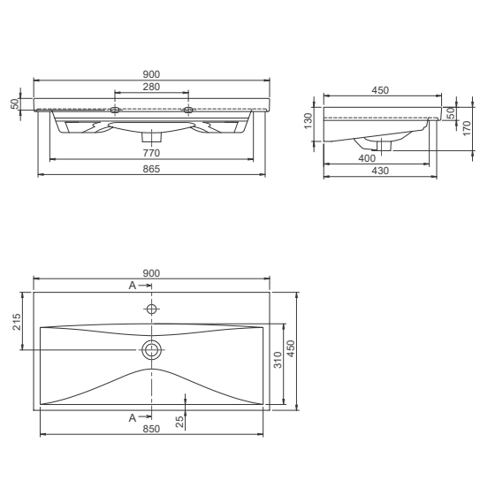 Turkuaz CeraStyle Elite White umivaonik (lavabo) 90x45x5 konzolni sa rupom za bateriju i prelivom 32300U