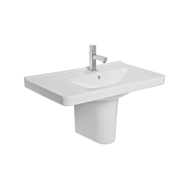Jika Cubito Pure White umivaonik (lavabo) 750x450x55 konzolni sa rupom za bateriju i sa prelivom asimetrični sa koritom desno 8.1242.1.000.104.1