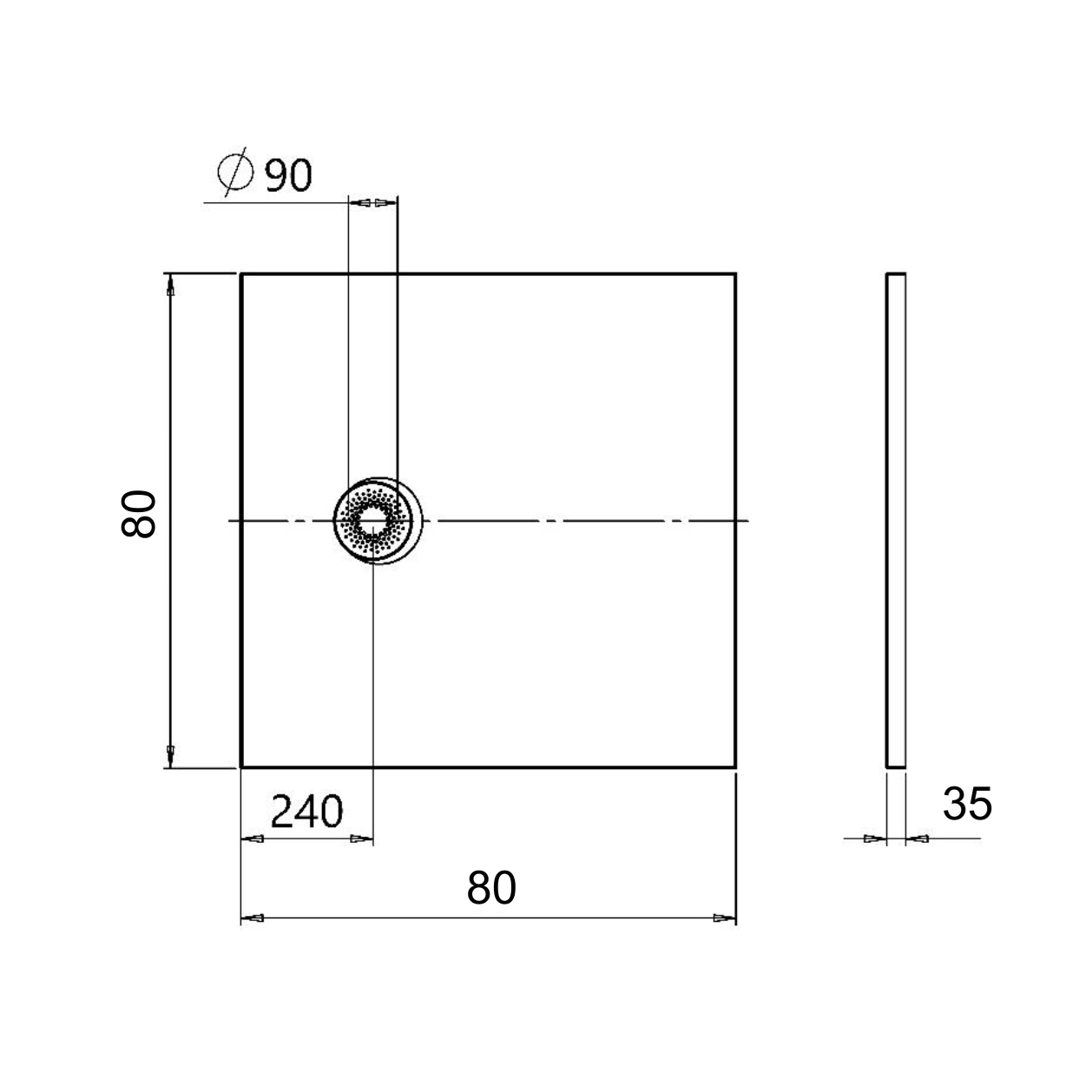 Kolpa San Hopp White tuš kada 80x80 ugradna ili nadgradna visine 35mm sa poklopcem sifona 575200