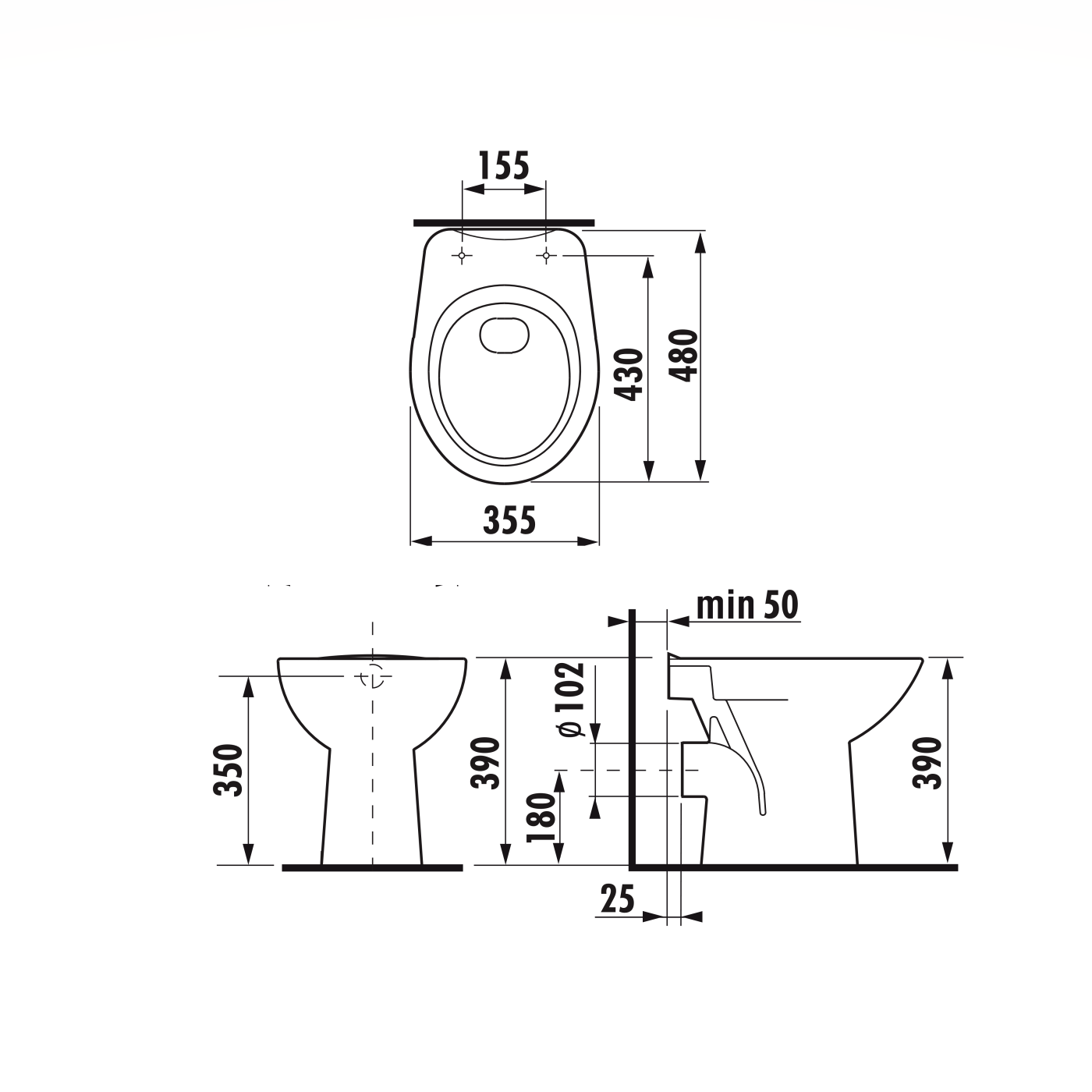 Jika Zeta WC šolja podna 35,5x48x39 sa odvodom u zid (baltik) 8.2239.6.000.000.1