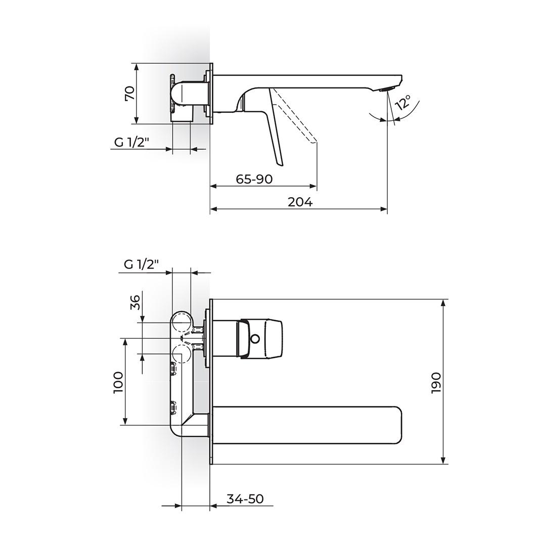 Rosan Stolz 204 Chrome uzidna baterija (slavina) za umivaonik 131401