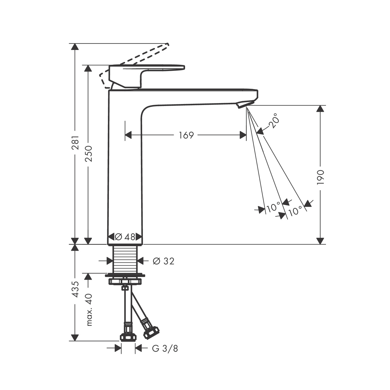 Hansgrohe Vernis Blend 190 Chrome baterija (slavina) za umivaonik 71582000