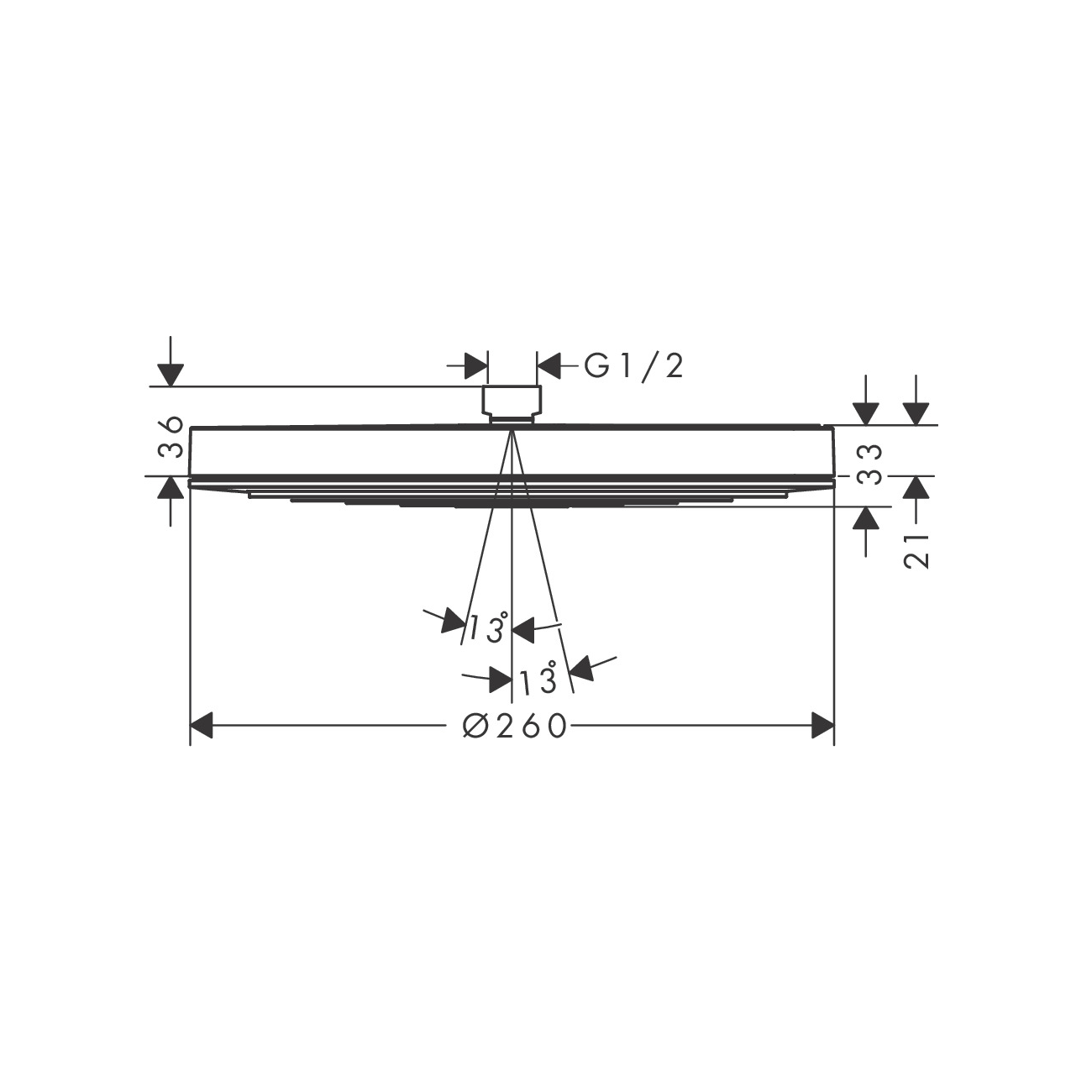 Hansgrohe Pulsify S 260 Chrome nadglavni tuš sa 1 vrstom mlaza 24140000