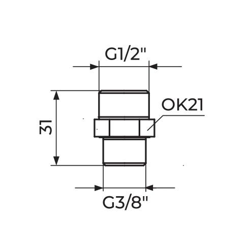 Rosan Chrome dupla nipla 1/2x3/8