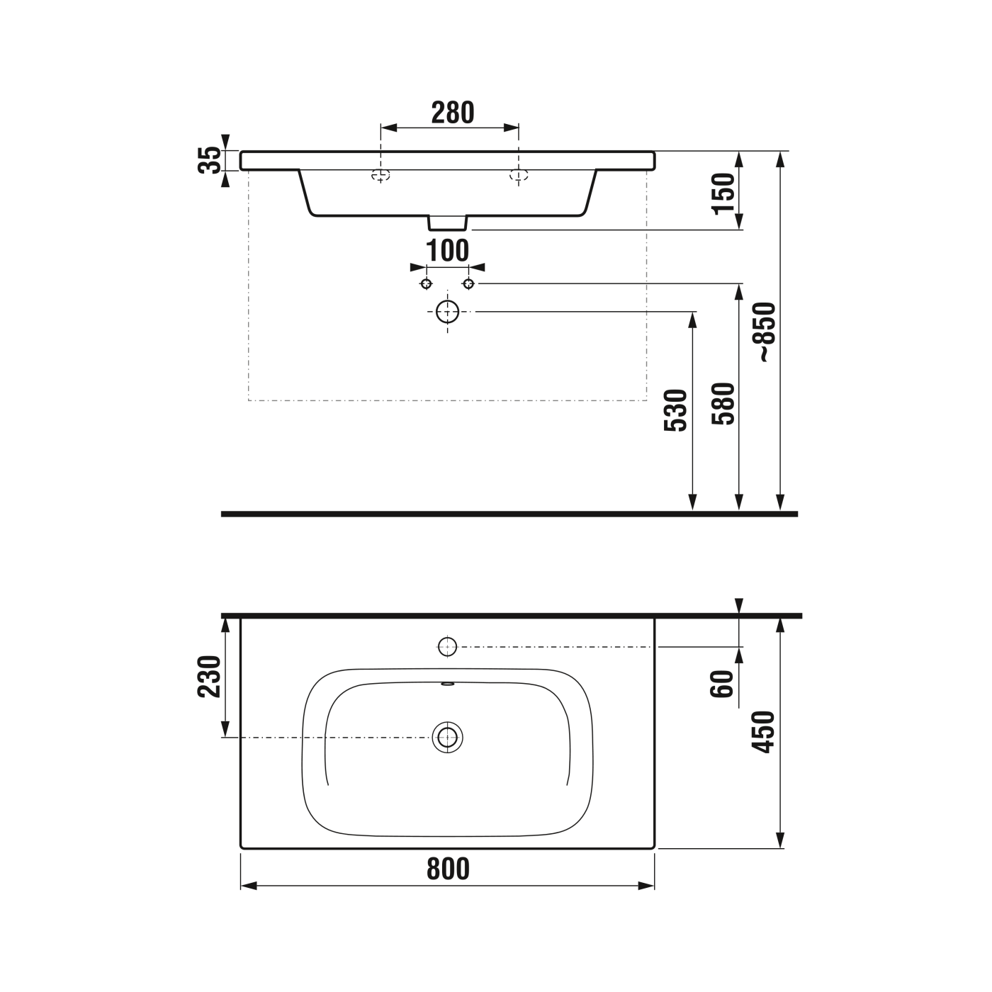 Jika Mio N White umivaonik (lavabo) 80x45x0,35 konzolni sa rupom za bateriju 8.1271.6.000.104.1
