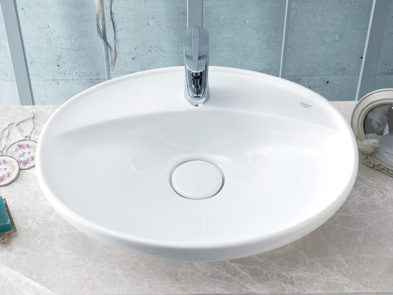 Turkuaz CeraStyle Lal C White umivaonik (lavabo) 60x46 nadgradni sa rupom za bateriju, keramičkim poklopcem odvoda ovalni 72200U