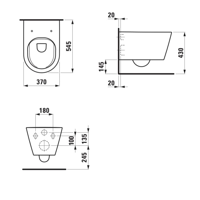 Laufen Kartell White Rimless WC šolja konzolna 37x54,5x34 8.2033.7.000.000.1