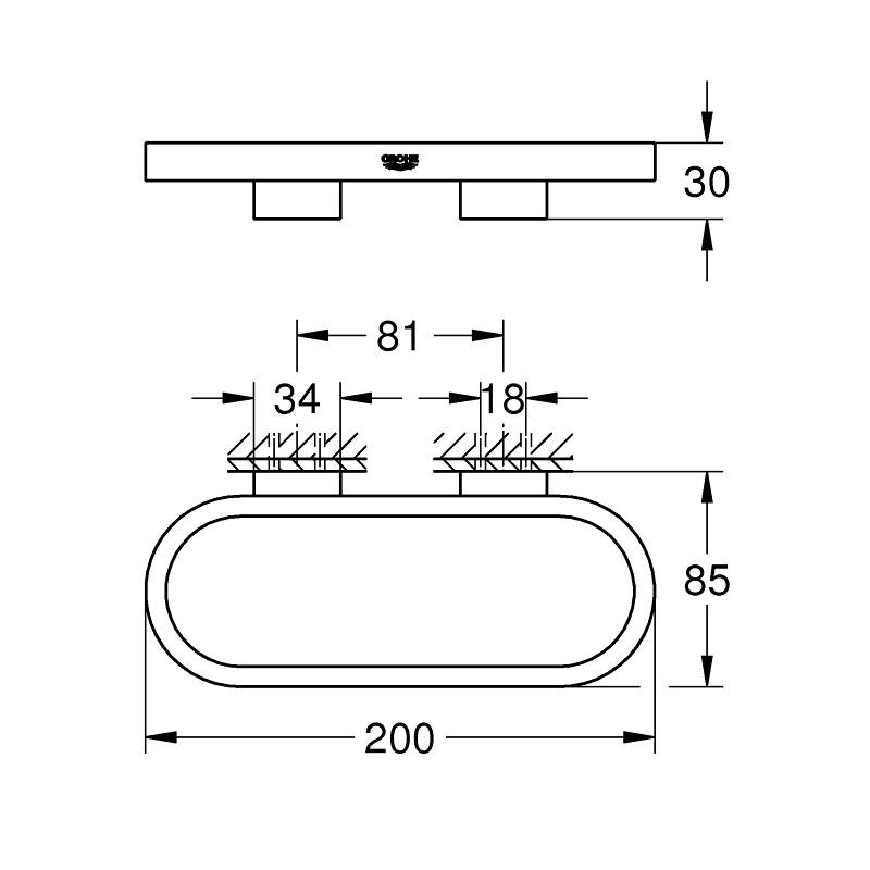 Grohe Selection Hard Graphite univerzalni konzolni držač peškira / tacne za sapun / posude (korpe) za tuš 41035A00