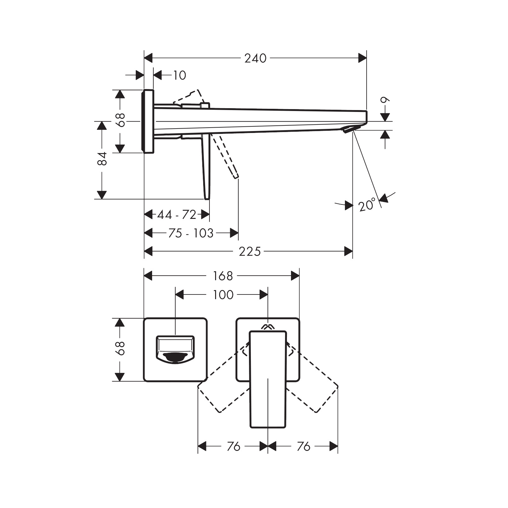 Hansgrohe Metropol 225 Matt White uzidna baterija (slavina) za umivaonik sa odlivnim ventilom sifona nezatvorivim 32526700