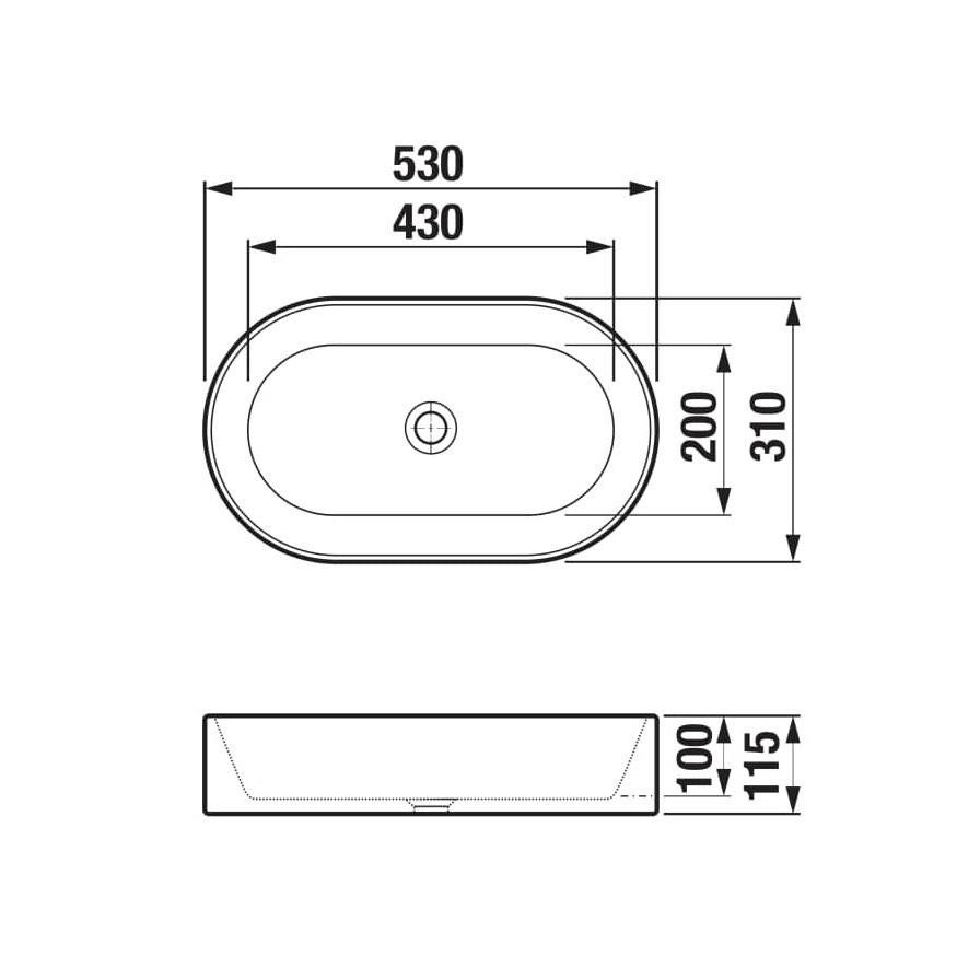 Jika Astra White umivaonik (lavabo) 53x31x11,5 nadgradni ovalni sa odlivnim ventilom sifona keramičkim nezatvorivim 8.1836.6.000.112.1