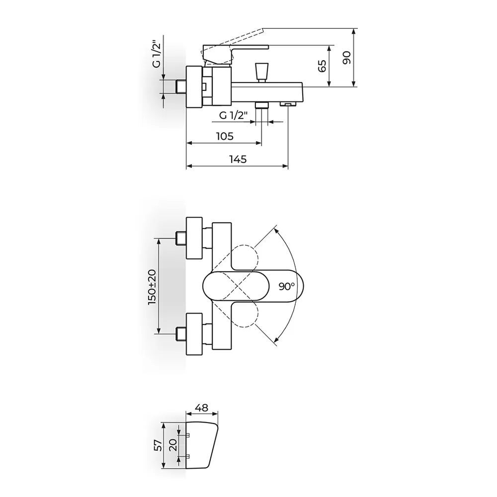 Rosan Mistique Chrome baterija (slavina) za tuš sa izlivom i ručnim tuš setom - gratis JM33101