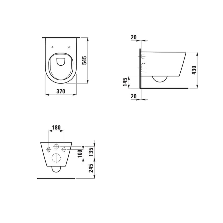 Laufen Kartell Black Glossy Rimless WC šolja konzolna 37x54,5x35,5 8.2033.7.020.000.1
