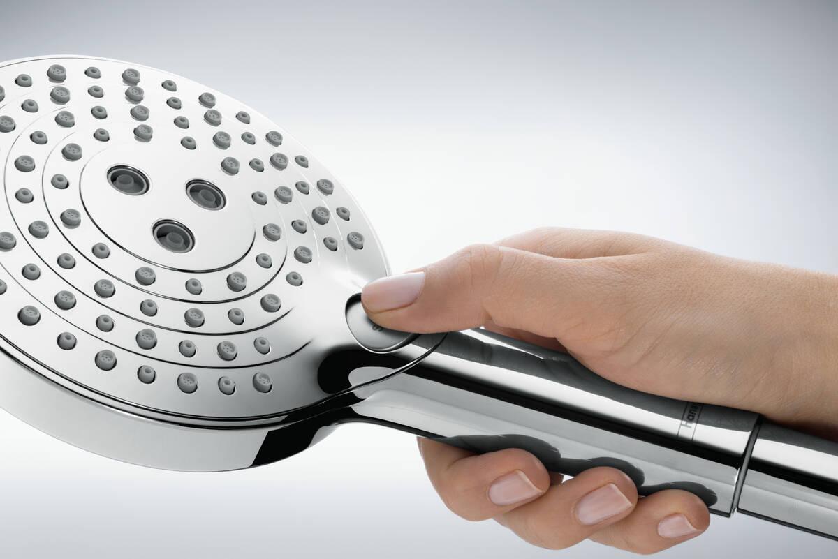 Hansgrohe Raindance Select S 120 Chrome tuš set: ručni tuš, usponska šipka za tuš, Isiflex crevo za tuš i posuda za sapun 27654000