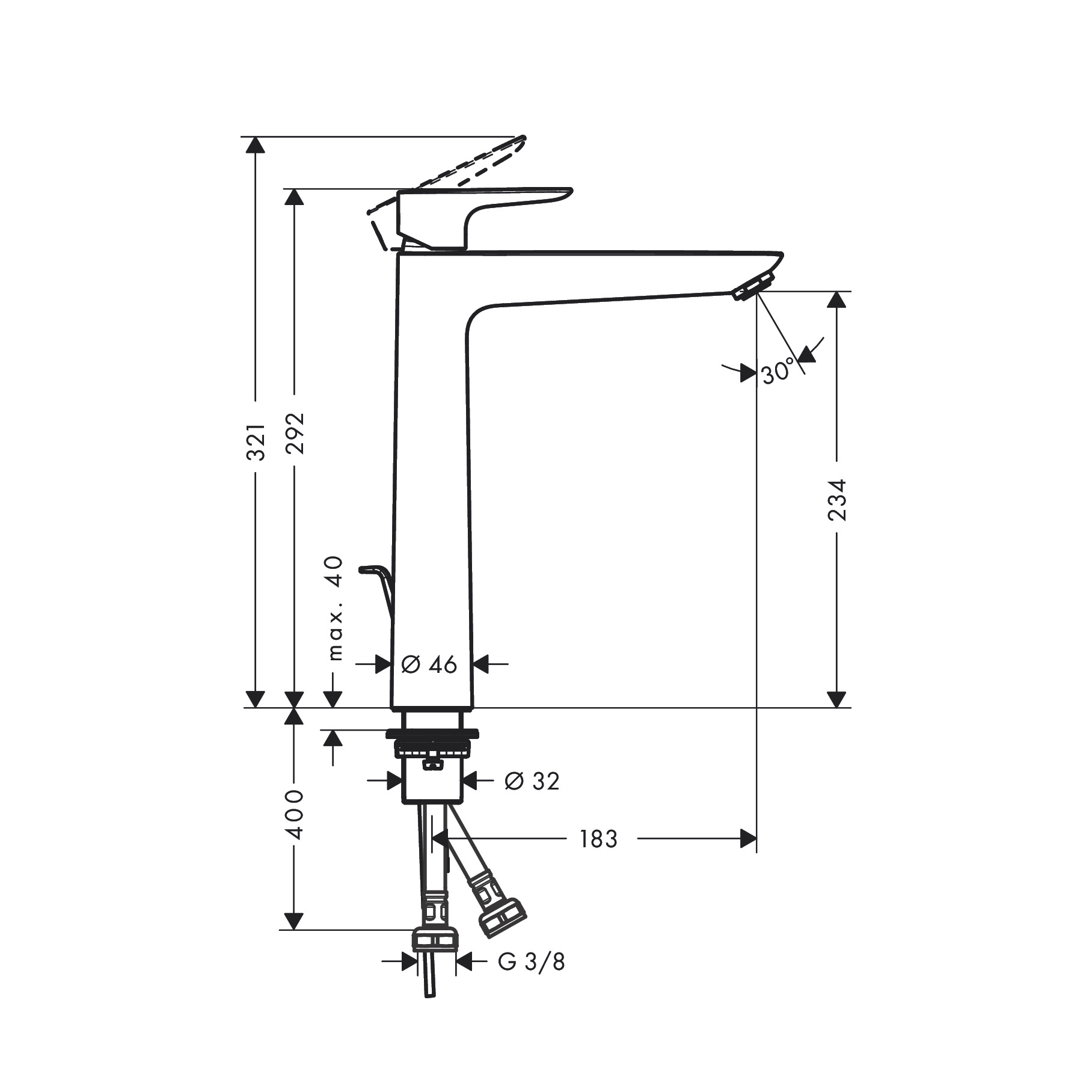 Hansgrohe Talis E 240 Matt Black baterija (slavina) za umivaonik sa odlivnim ventilom sifona pop-up 71716670