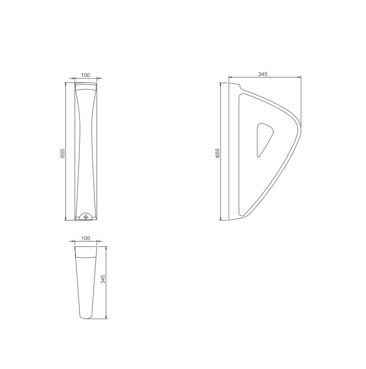 Turkuaz CeraStyle City White pregrada za pisoar 10x34,5x65,5 5900
