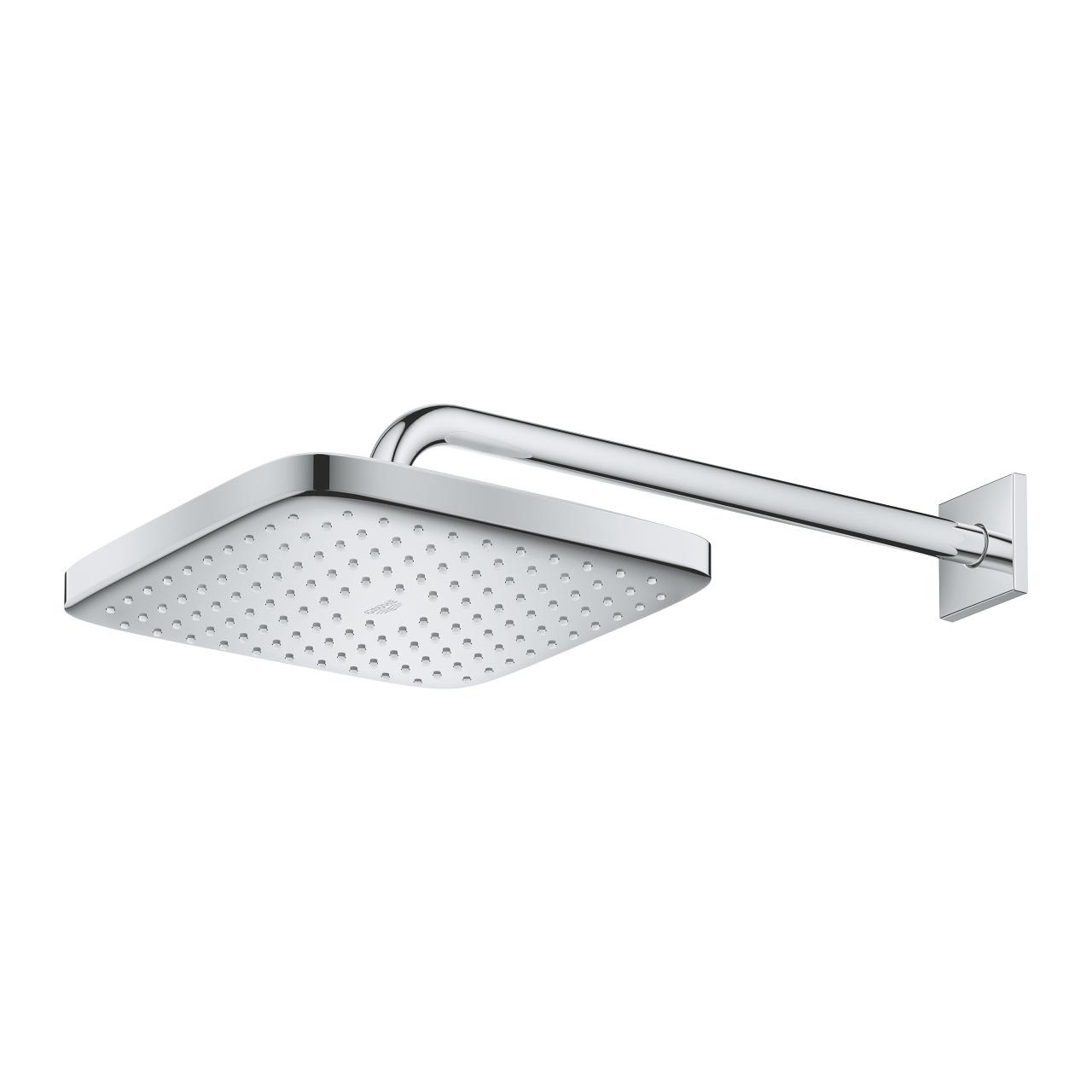 Grohe Tempesta 250 Cube Chrome nadglavni tuš četvrtasti sa 1 mlazom i držačem nadglavnog tuša zidnim od 380mm 26687000