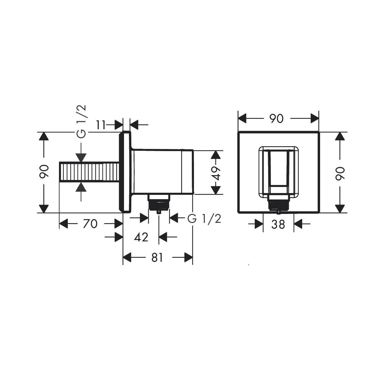 Hansgrohe FixFit E Square Brushed Bronze priključak za crevo ručnog tuša sa držačem za ručni tuš sa nepovratnim ventilom 26889140