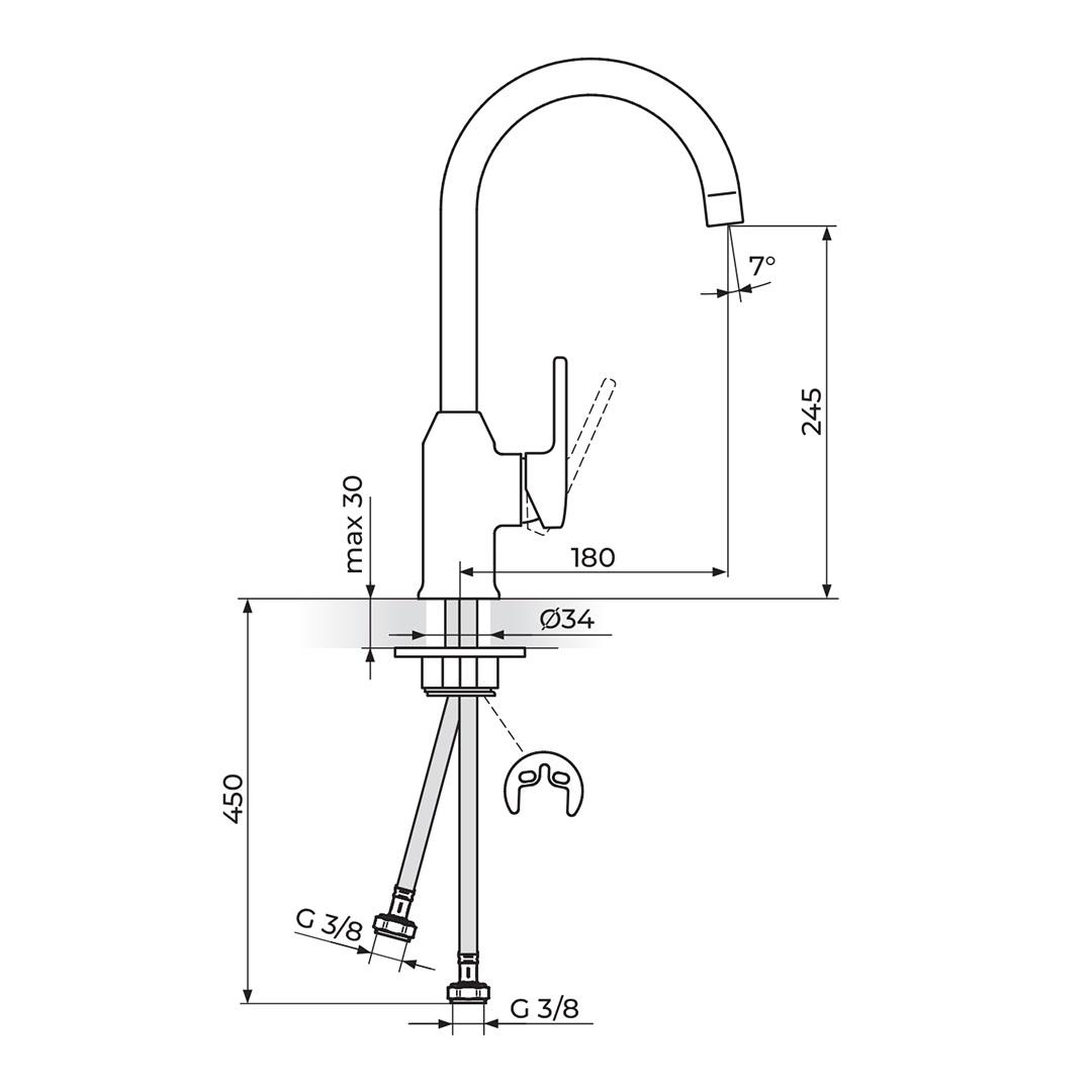 Rosan B/2 245 Chrome baterija (slavina) za sudoperu JB38201