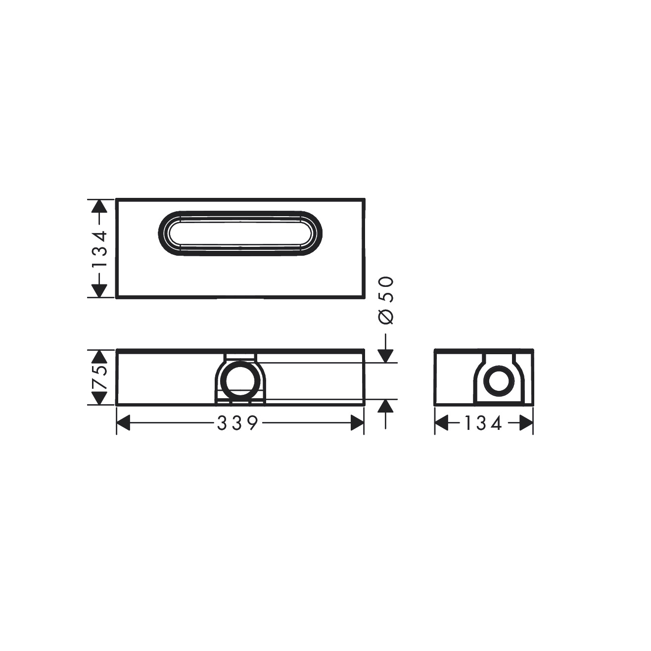 Hansgrohe uBox univerzalno ugradno telo za tuš kanale sa rešetkom za standardnu instalaciju od 102mm sa horizontalnim odvodom 01001180