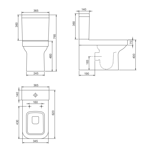 Turkuaz CeraStyle Noura White BTW monoblok sa univerzalnim odvodom (simplon/baltik) 34,5x62x76,5 sa ispiračem 28700