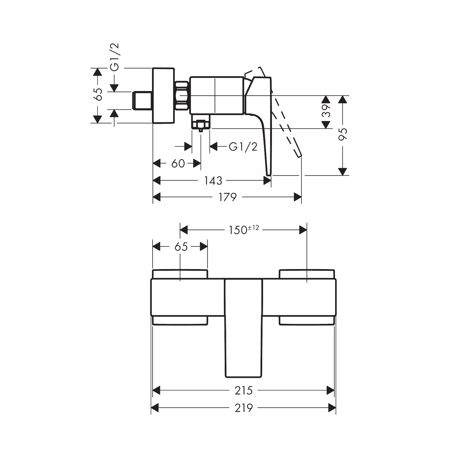 Hansgrohe Metropol Matt Black baterija (slavina) za ručni tuš 32560670