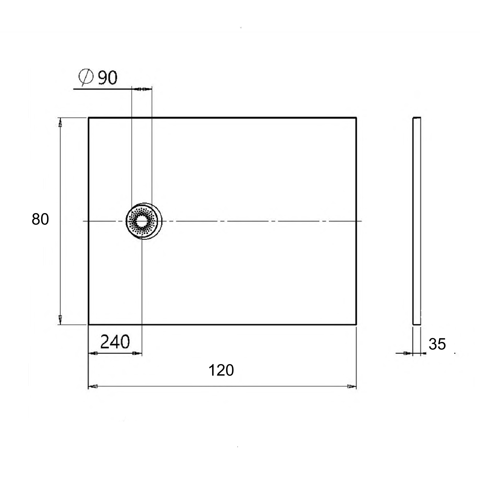 Kolpa San Hopp White tuš kada 80x120 ugradna ili nadgradna visine 35mm sa poklopcem sifona 575260