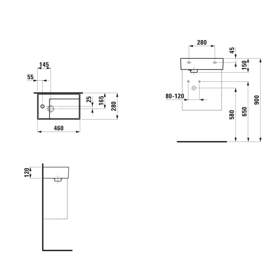 Laufen Kartell White umivaonik (lavabo) 46X28x15 četvrtasti bez preliva 8.1533.5.000.111.1