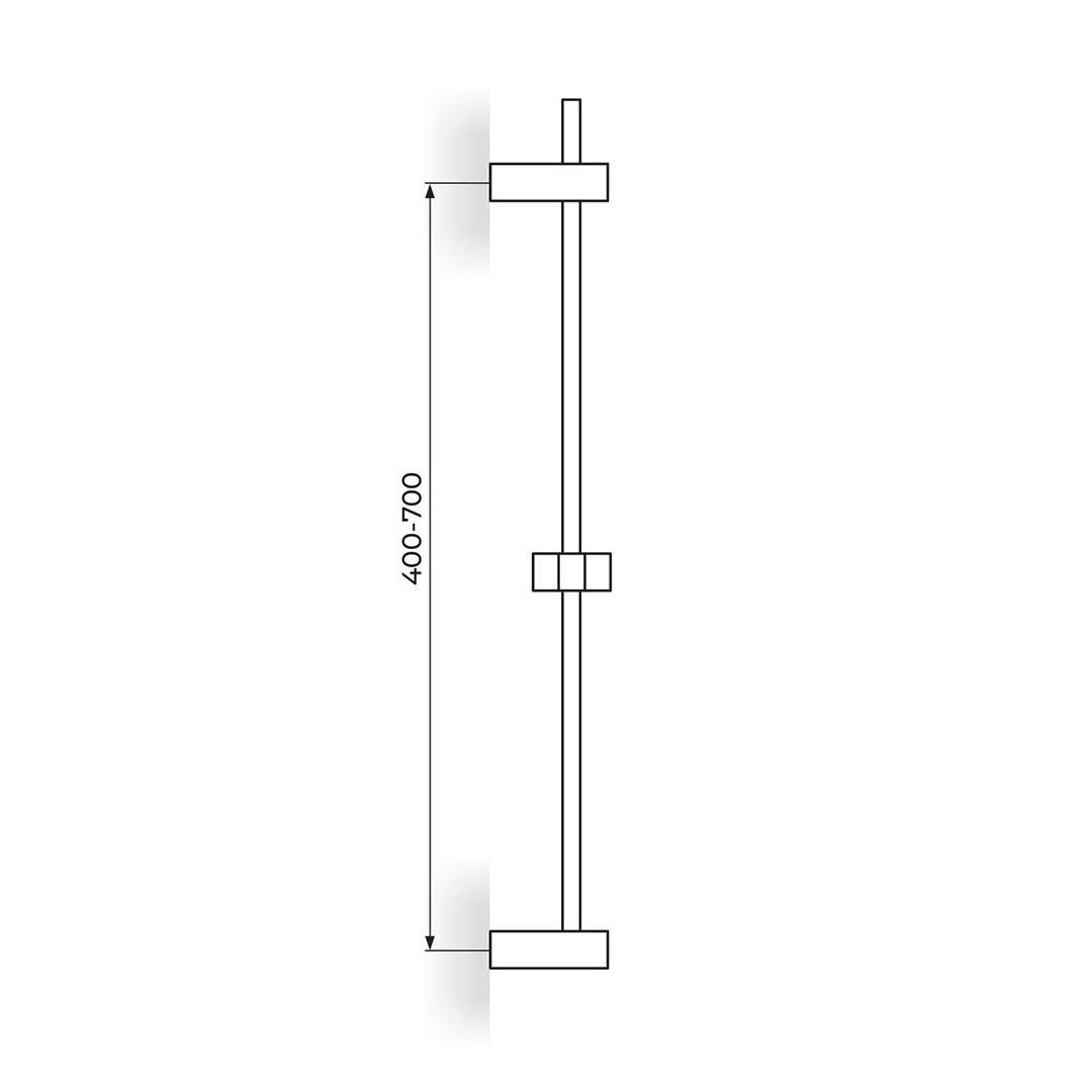 Rosan Quadro Chrome ručni tuš sa crevom i usponskom kliznom šipkom zidnom 400-700mm četvrtastom PDTZC7