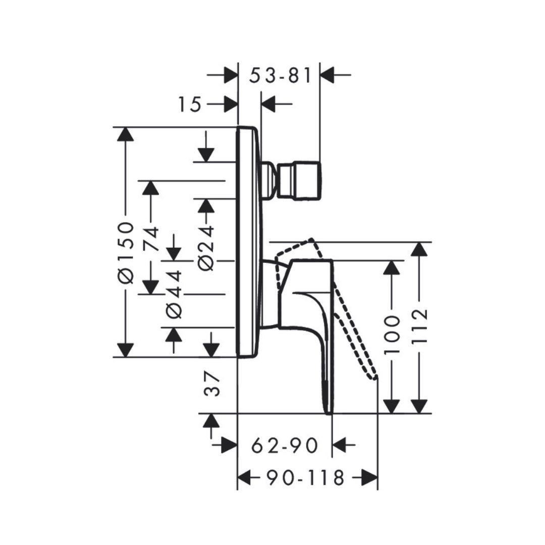 Hansgrohe Rebris S Matt Black mešač sa prebacivačem 72466670