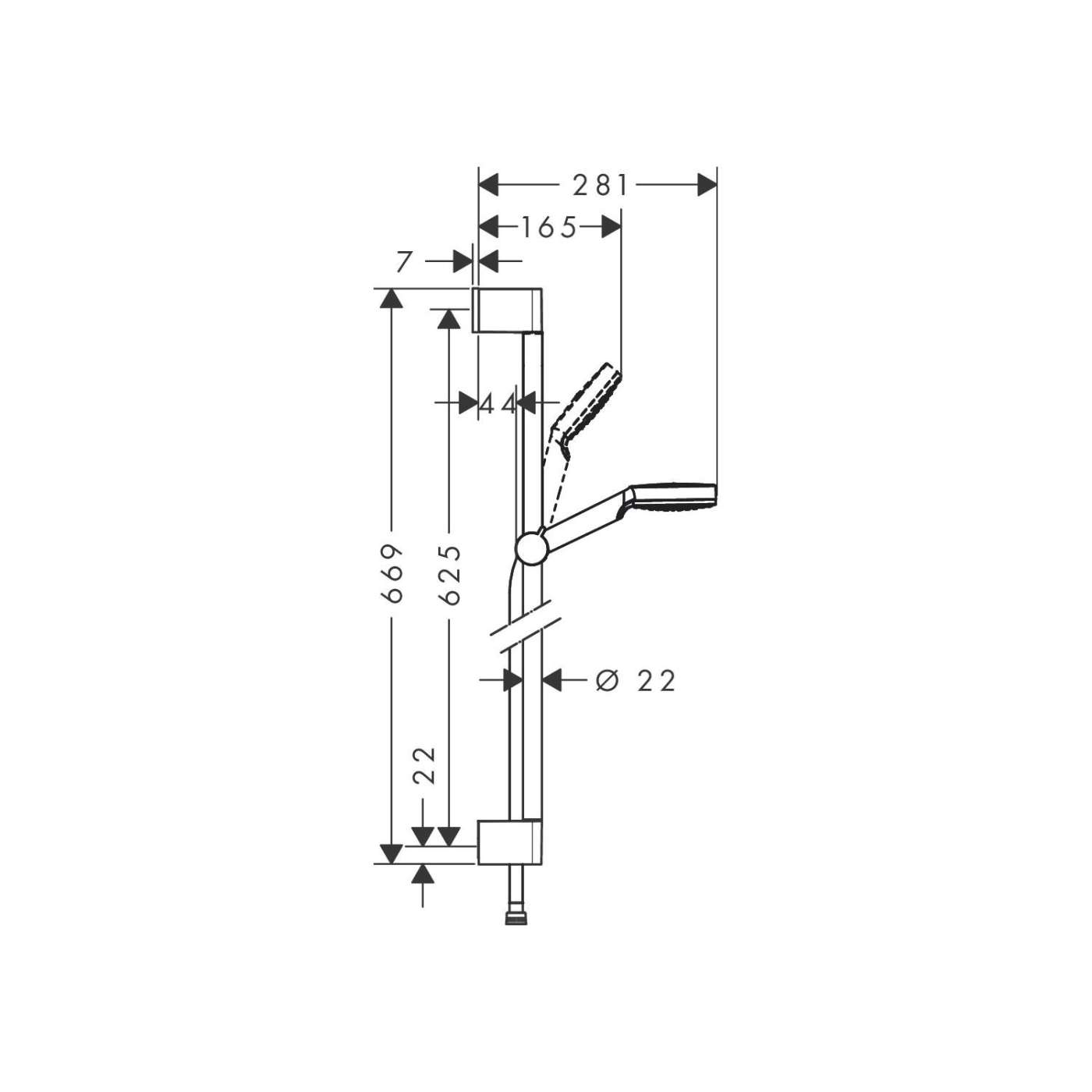 Hansgrohe Crometta tuš set: usponska šipka, ručni tuš i Isiflex 1600 crevo za ručni tuš 26533400