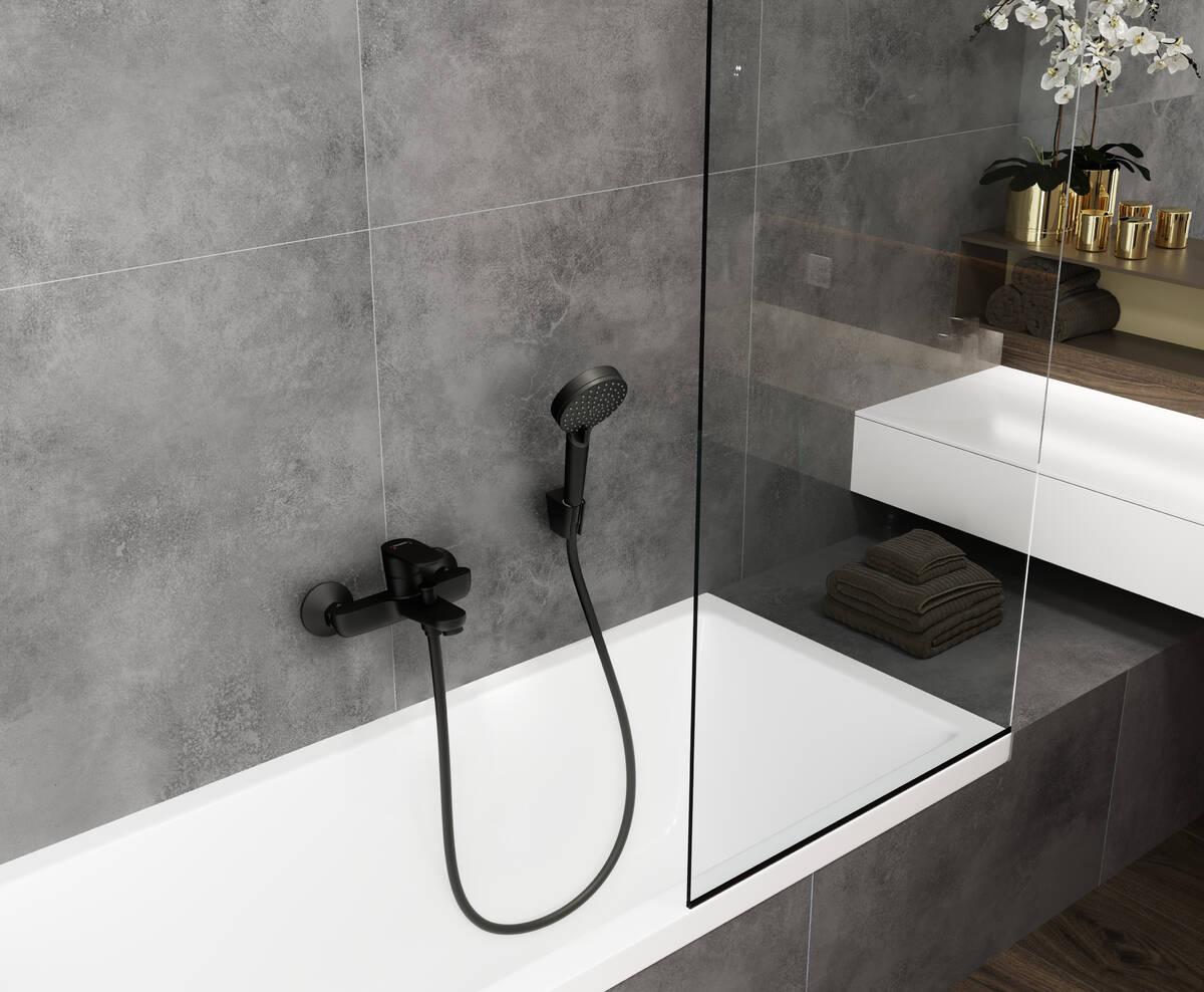 Hansgrohe Pulsify Select S Matt Black tuš set: ručni tuš sa 3 mlaza, držač za ručni tuš, Isiflex 1600 crevo za tuš 24303670