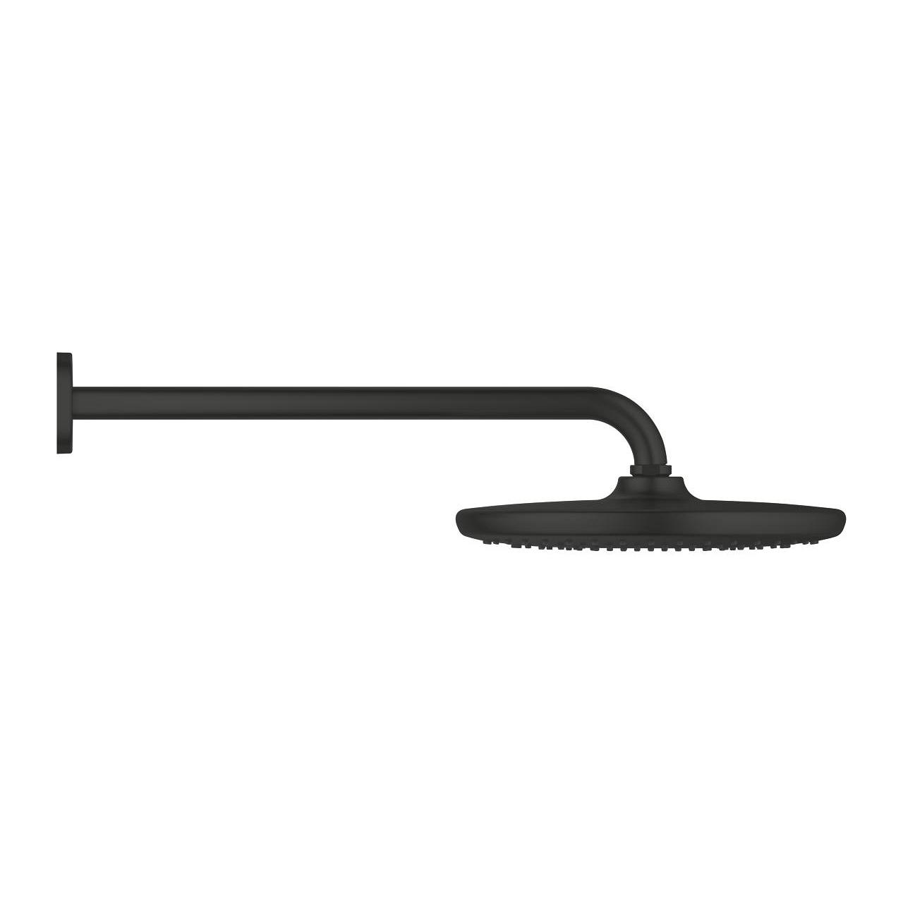Grohe Tempesta 250 Phantom Black nadglavni tuš okrugli sa 1 mlazom i držačem nadglavnog tuša zidnim od  380mm 266682430