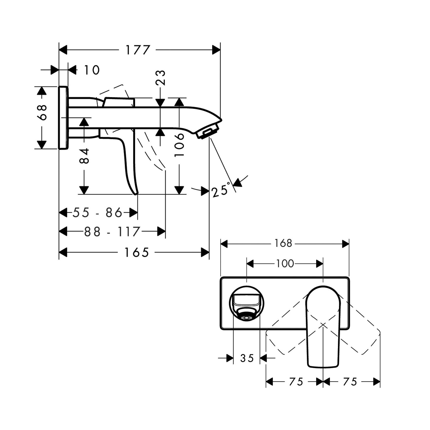 Hansgrohe Metris 165 Chrome uzidna baterija (slavina) za umivaonik sa odlivnim ventilom sifona nezatvorivim 31085000