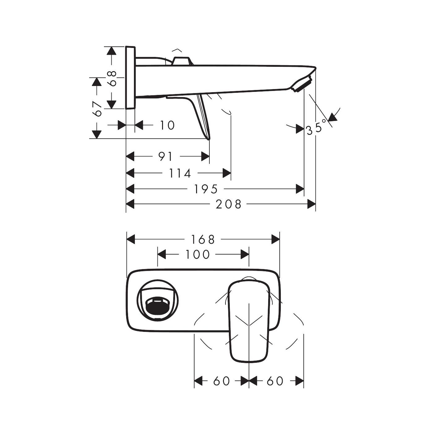 Hansgrohe Logis 195 Chrome uzidna baterija (slavina) za umivaonik sa odlivnim ventilom sifona nezatvorivim 71220000