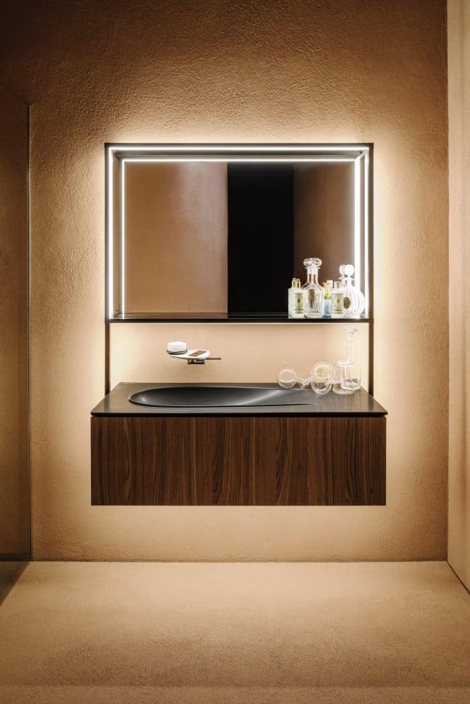 Laufen Il Bagno Alessi Caffè Matt Slim umivaonik (lavabo) 120x50x16 konzolni i nadrgradni sa rupom za bateriju, desnim zaravnjenjem i keramickim odlivnim ventilom sifona nezatvorivim 8.1797.9.188.104.1
