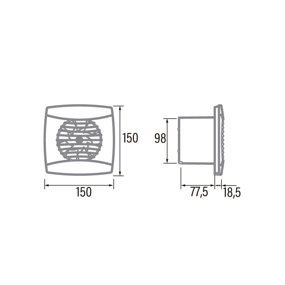 Cata UC-10 Hygro Black kupatilski ventilator sa tajmerom i meračem vlažnosti vazduha 01202200