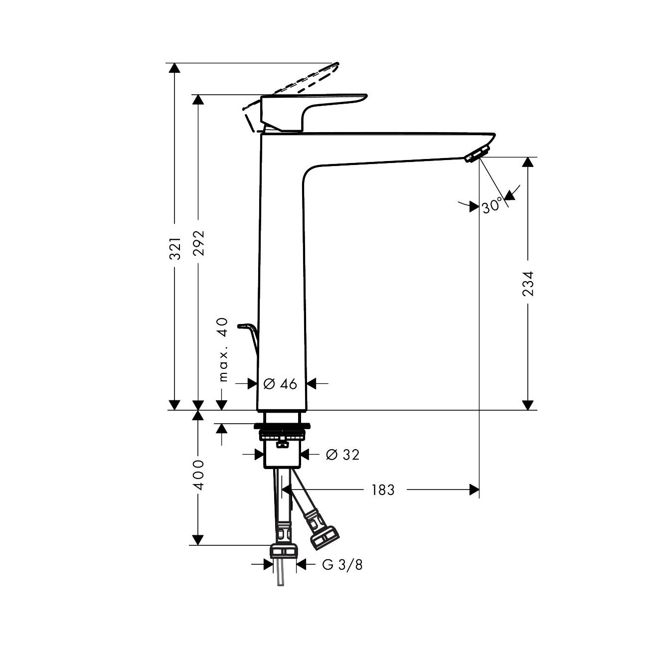 Hansgrohe Talis E 240 Chrome baterija (slavina) za umivaonik sa odlivnim ventilom sifona pop-up 71716000