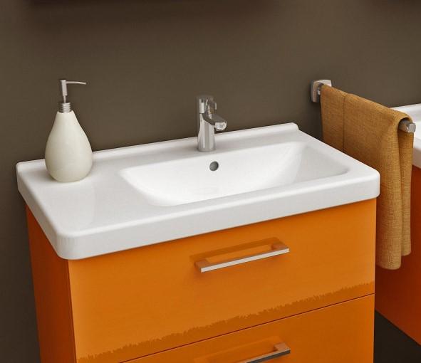 Jika Cubito Pure White umivaonik (lavabo) 750x450x55 konzolni sa rupom za bateriju i sa prelivom asimetrični sa koritom desno 8.1242.1.000.104.1