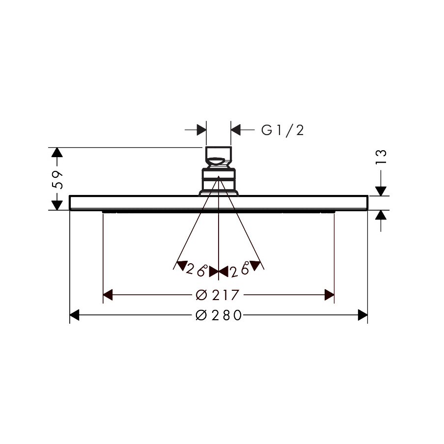 Hansgrohe Croma 280 Ecosmart Matt Black nadglavni tuš okrugli 26221000