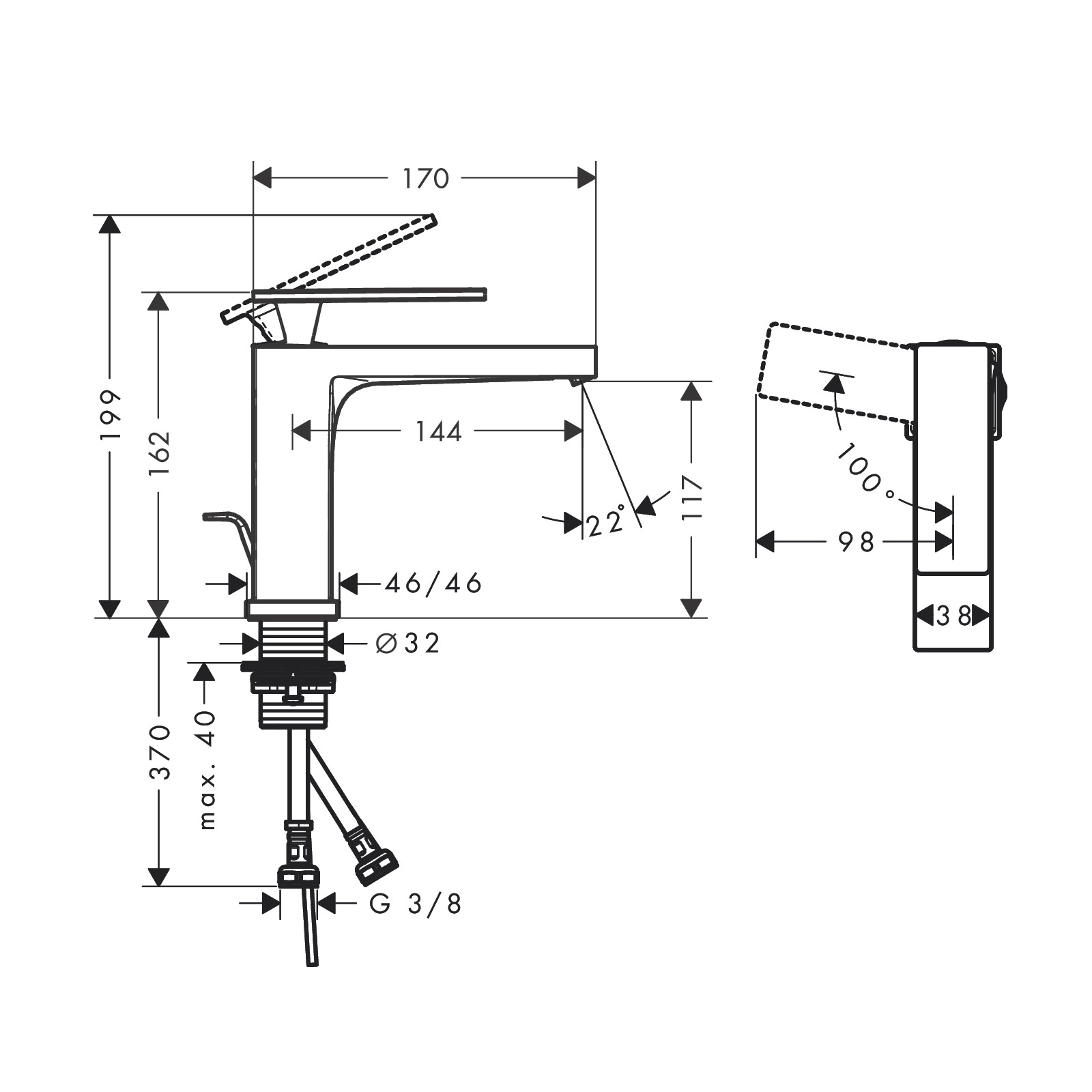 Hansgrohe Tecturis E CoolStart 110 Chrome baterija (slavina) za umivaonik  sa odlivnim ventilom sifona pop-up 73018000