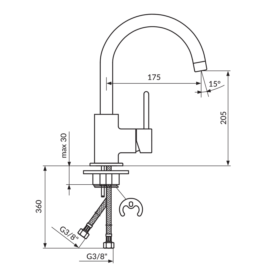 Rosan Dark 205 Matt Black baterija (slavina) za sudoperu JD38101