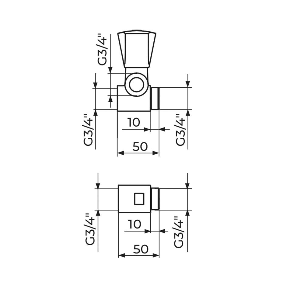 Rosan Sanitary Chrome priključno-prolazni ventil sa priključkom 3/4