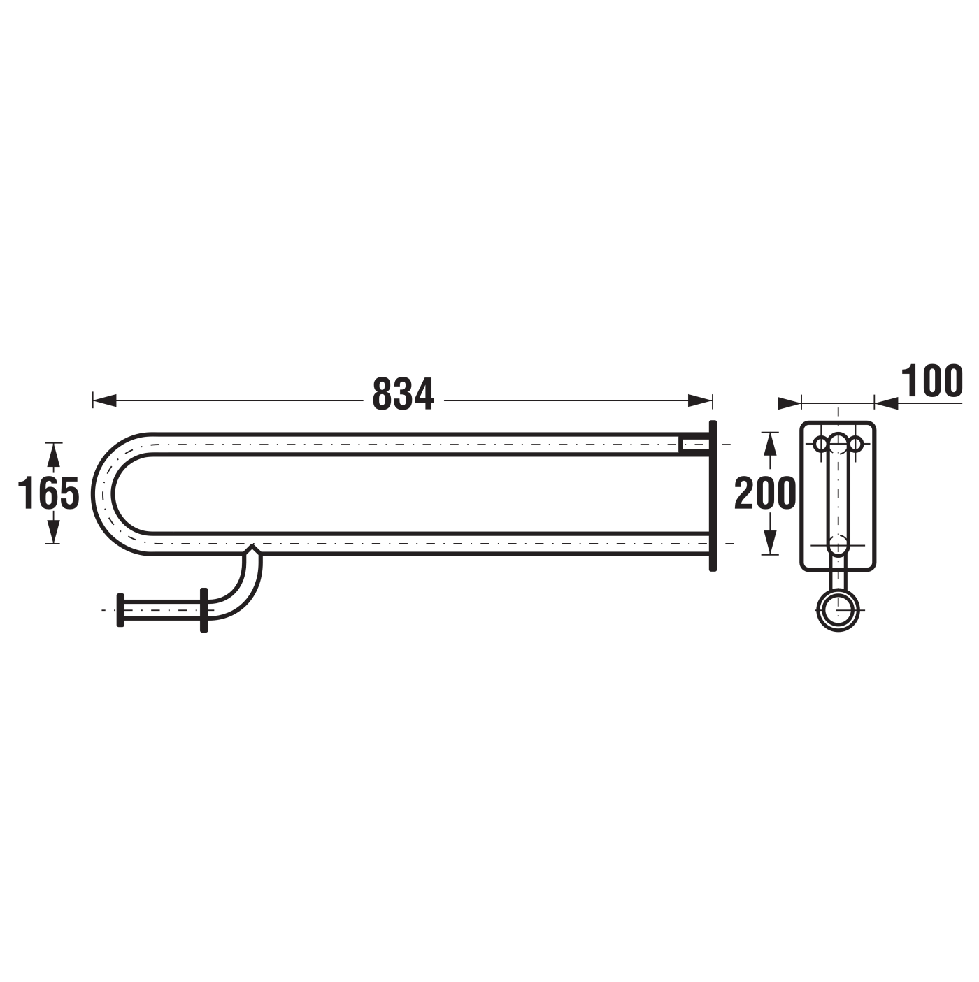 Jika Universum White rukohvat za osobe sa invaliditetom rasklopivi sa nosačem toalet papira 3.8971.6.003.000.1