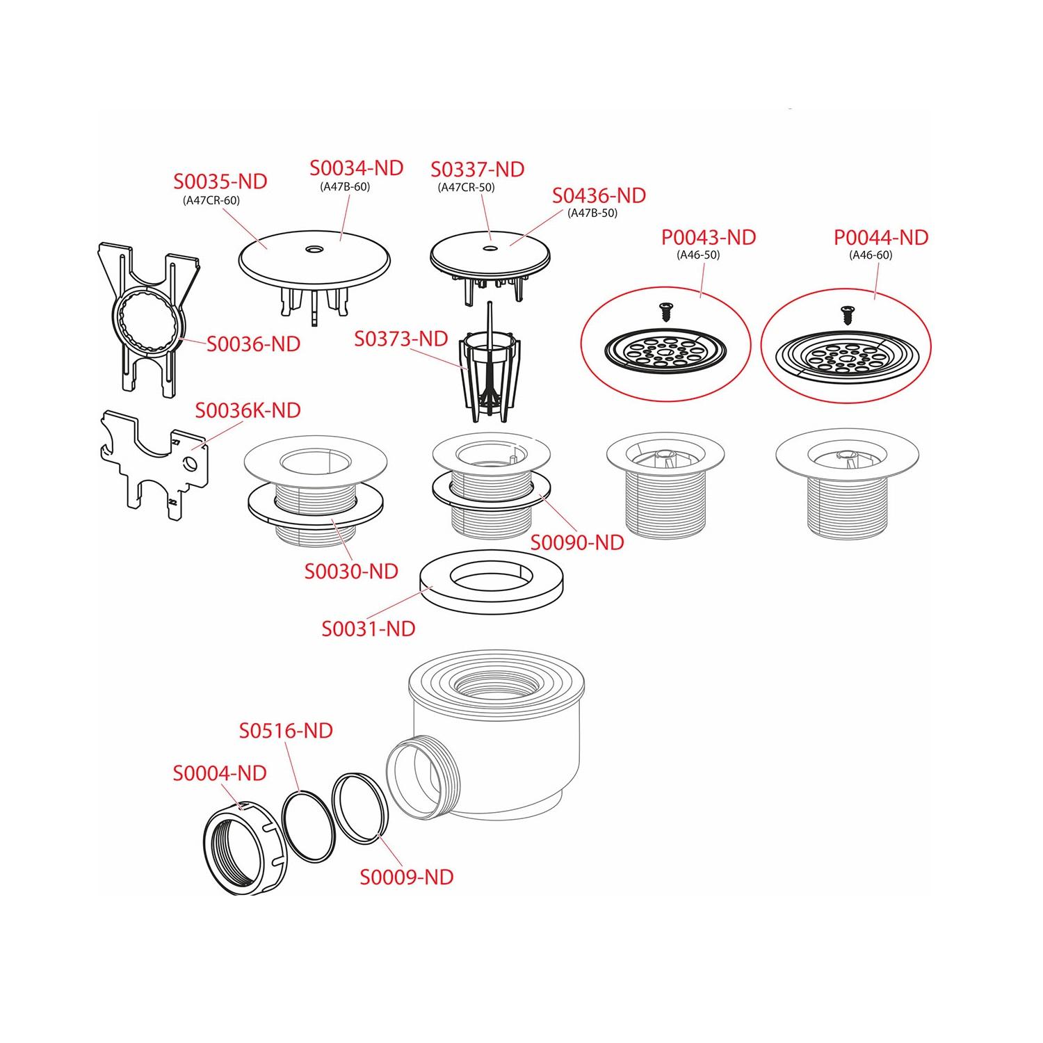 Alca Drain A47CR-50 Chrome sifon za tuš kade sa odlivom Ø50mm bez preliva sa visinom ugradnje 79mm samočisteći sa priključkom Ø40mm