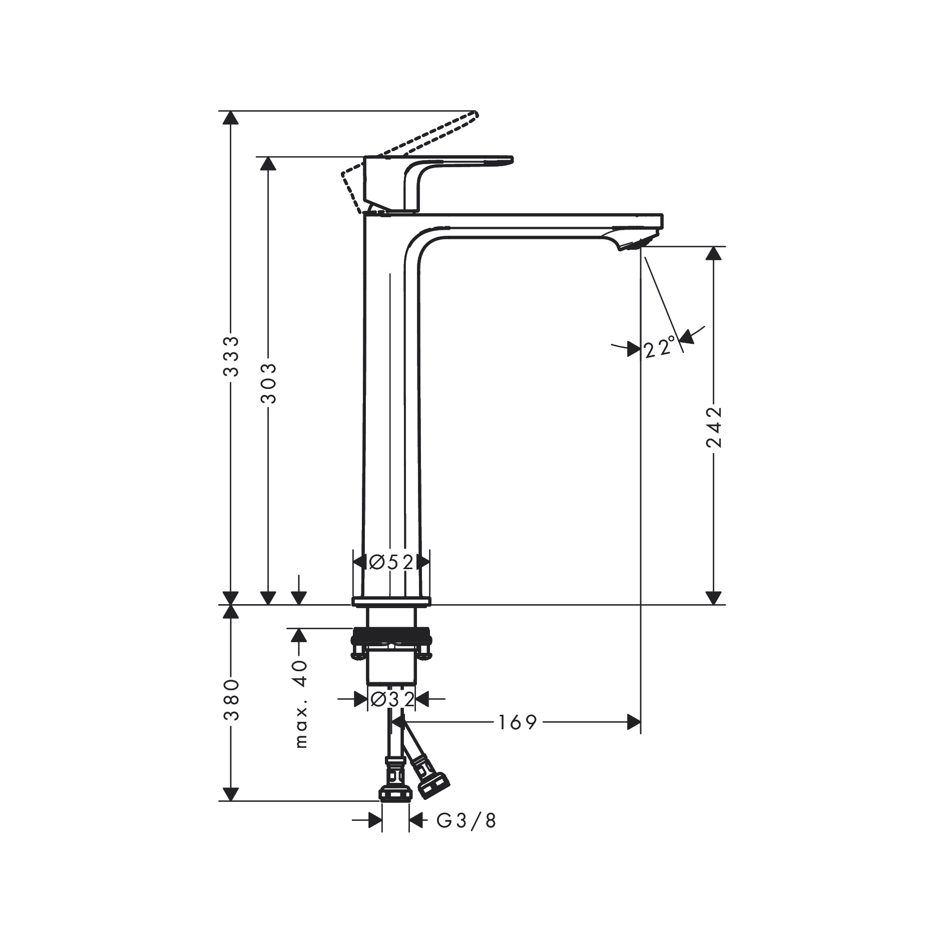 Hansgrohe Rebris E 240 CoolStart Chrome baterija (slavina) za umivaonik  72583000