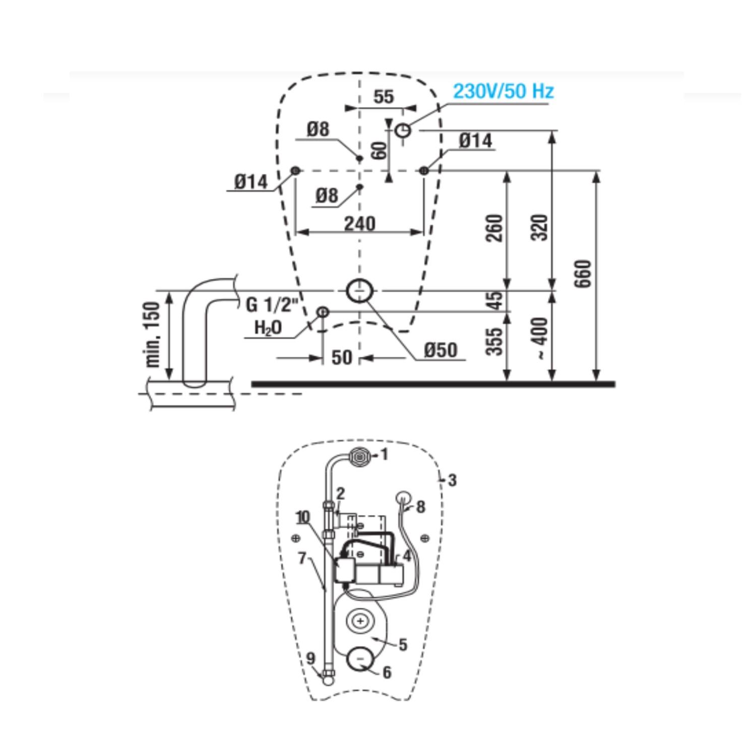 Jika Golem Antivandal White pisoar sa integrisanim senzorskim mehanizmom za ispiranje 30,5x53,5x34 za mrežno napajanje sa skrivenim dovodom, skrivenim odvodom i vidljivim kačenjem 8.4307.0.000.483.1