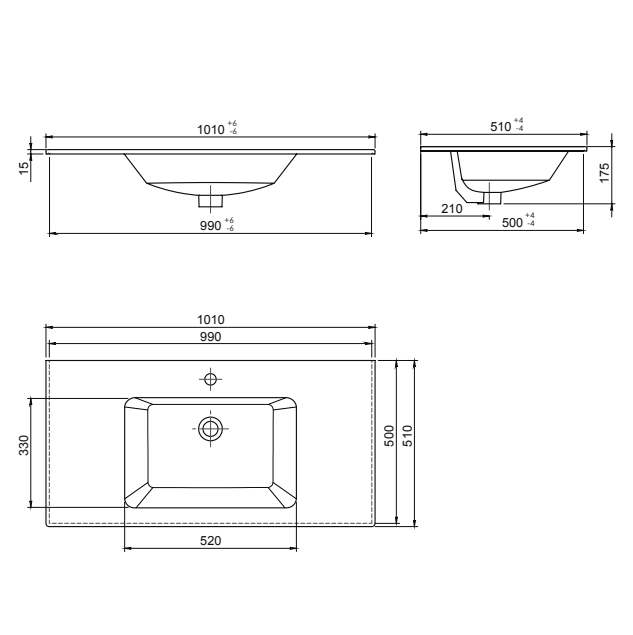 Turkuaz CeraStyle Ibiza White umivaonik (lavabo) 101x51x1,5 konzolni sa rupom za bateriju, prelivom i zaravnjenjem levo i desno 50500U
