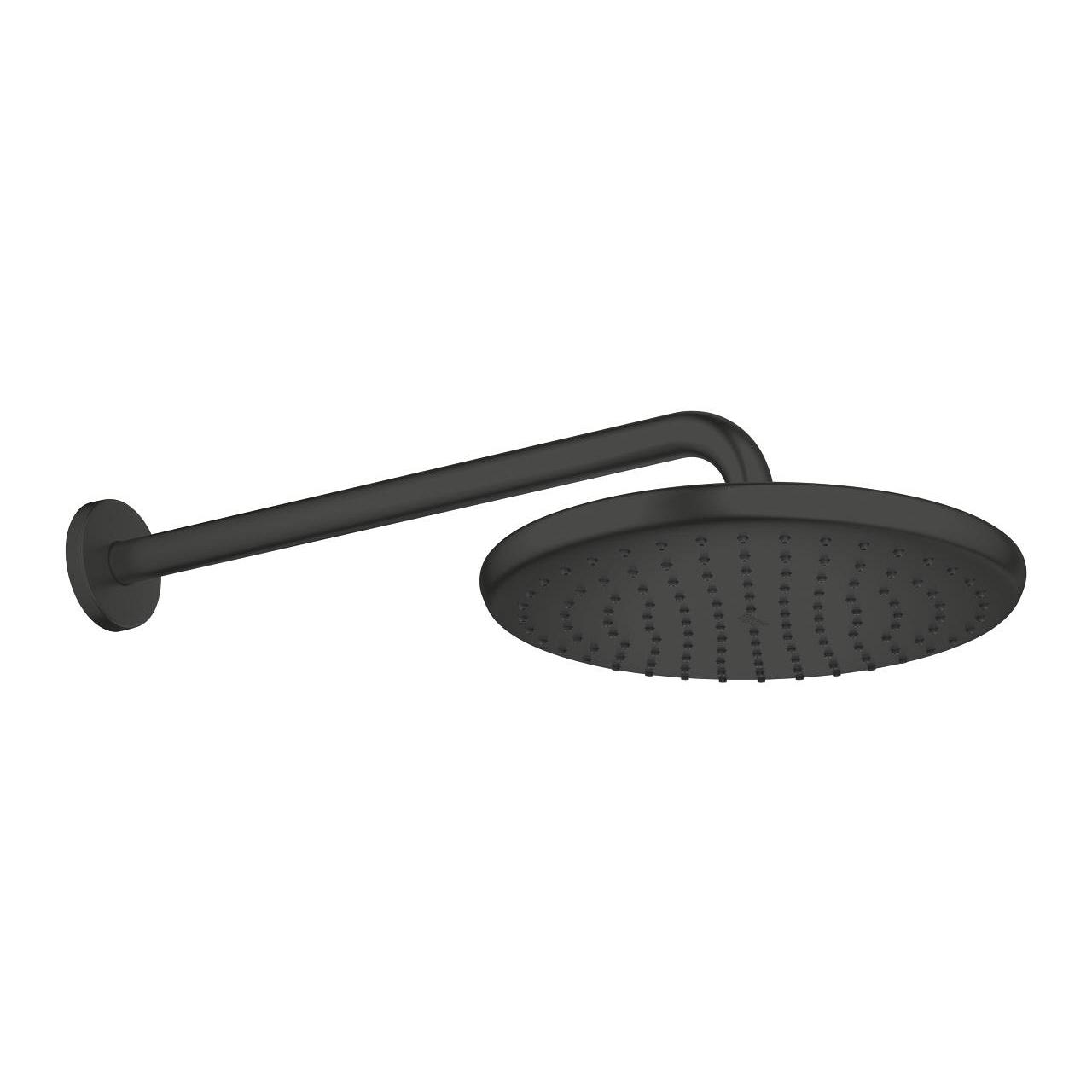 Grohe Tempesta 250 Phantom Black nadglavni tuš okrugli sa 1 mlazom i držačem nadglavnog tuša zidnim od  380mm 266682430