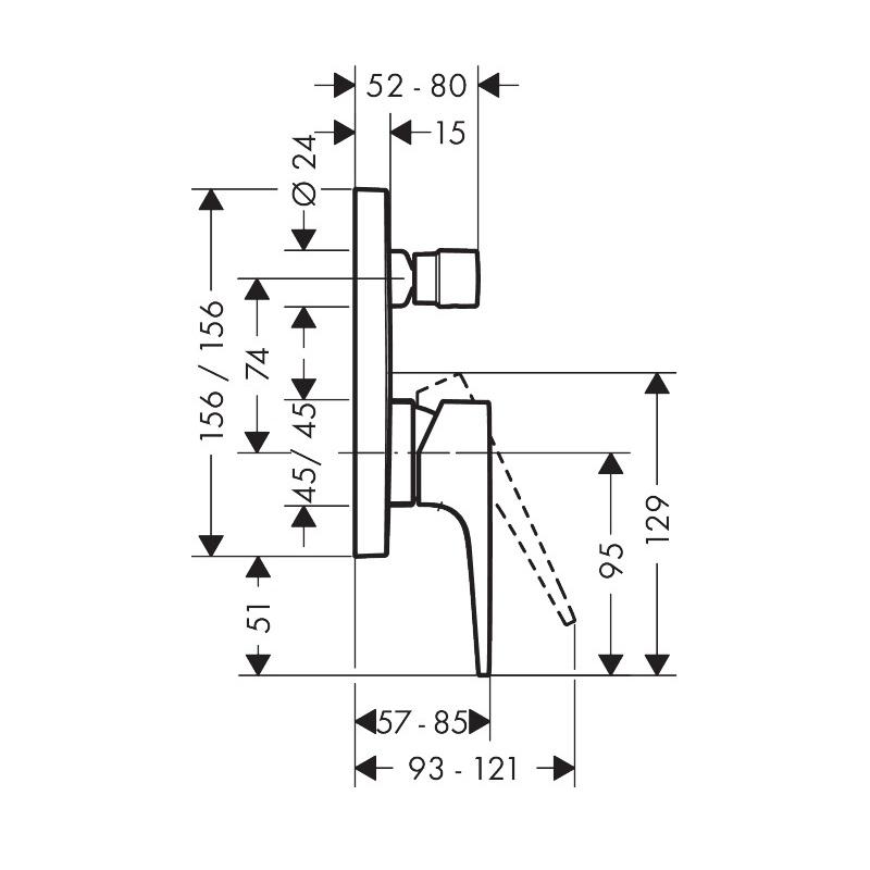 Hansgrohe Metropol Polished Gold Optic mešač sa prebacivačem sa četvrtasti sa 2 funkcije 32545990